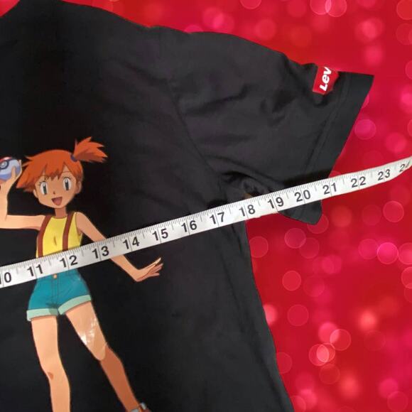 Levis x Pokemon 2021 Collab Kid's Ash Misty Black Vinyl Print Tee Size Large - Picture 6 of 8